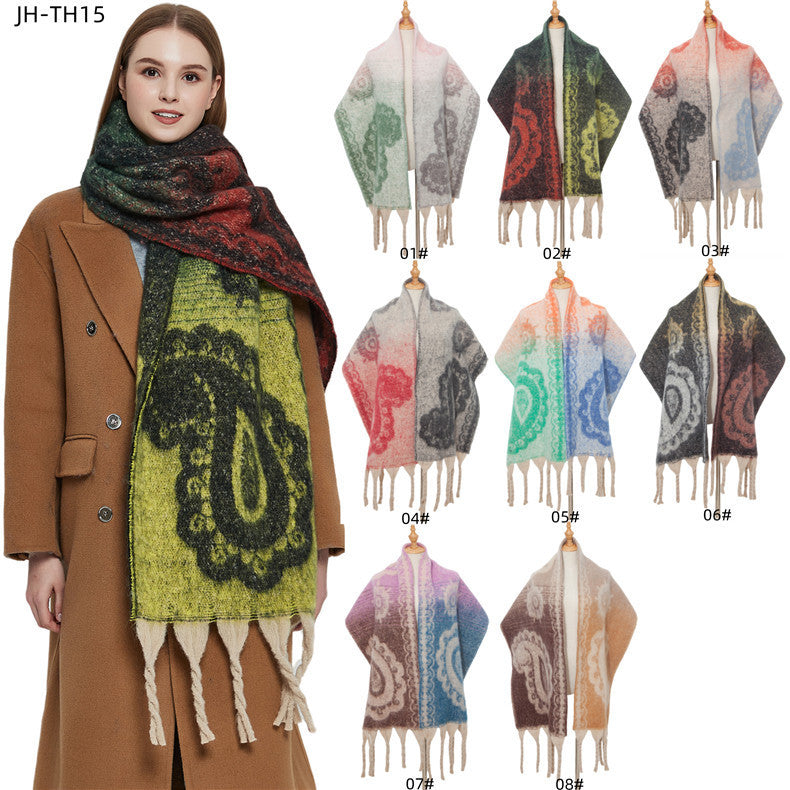 New Thick Tassel Paisley Jacquard Scarf