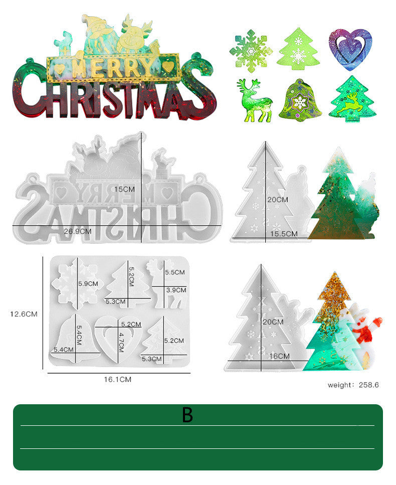 Molde de silicona para colgante de copo de nieve navideño con forma de campana de árbol de Navidad