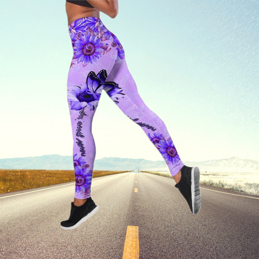 Autumn Butterfly High Waist Yoga Pants Plus Size