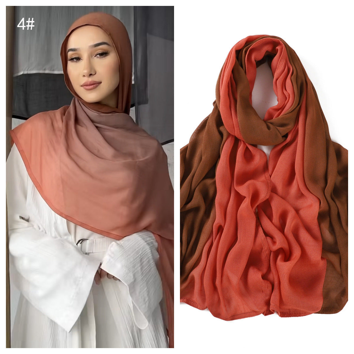 Hand-painted Gradient Color Wide-brimmed Rayon Lightweight Sunscreen Shawl Scarf