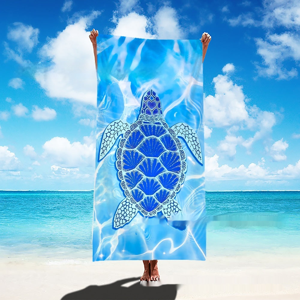 Turtle Pattern Cross-border Hot Sale Marine Life Dolphin Conch Blue Tropical Fish Beach Towel