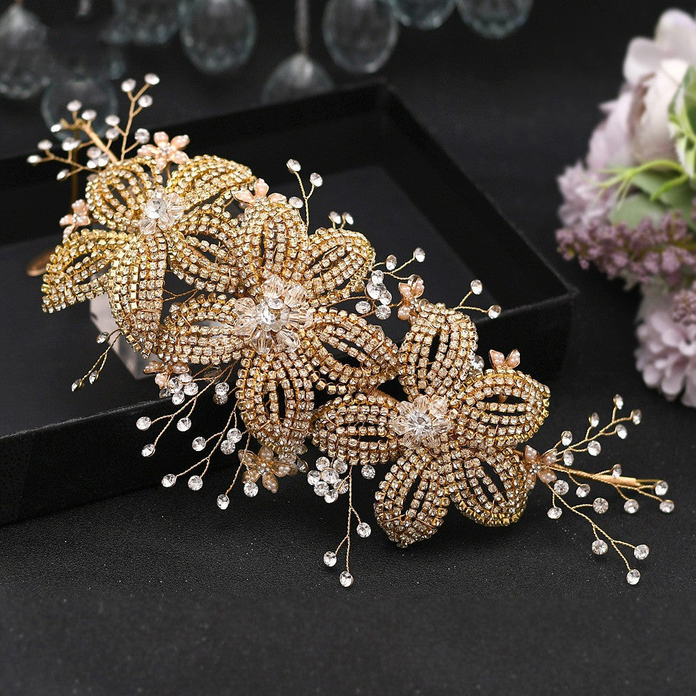 Rhinestone Leaf Handmade Headband Bridal Wedding Headdress