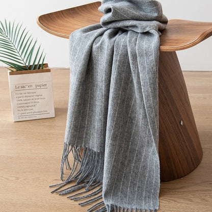 Women's Wool Scarf Striped Long Warm Shawl