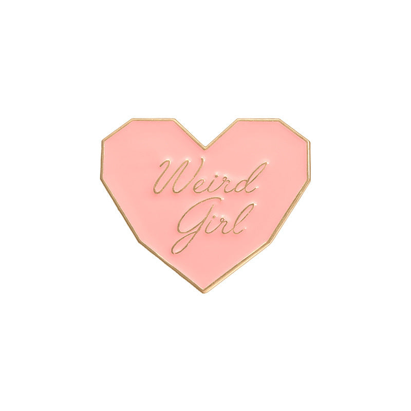 English Letters Love Brooch Cartoon