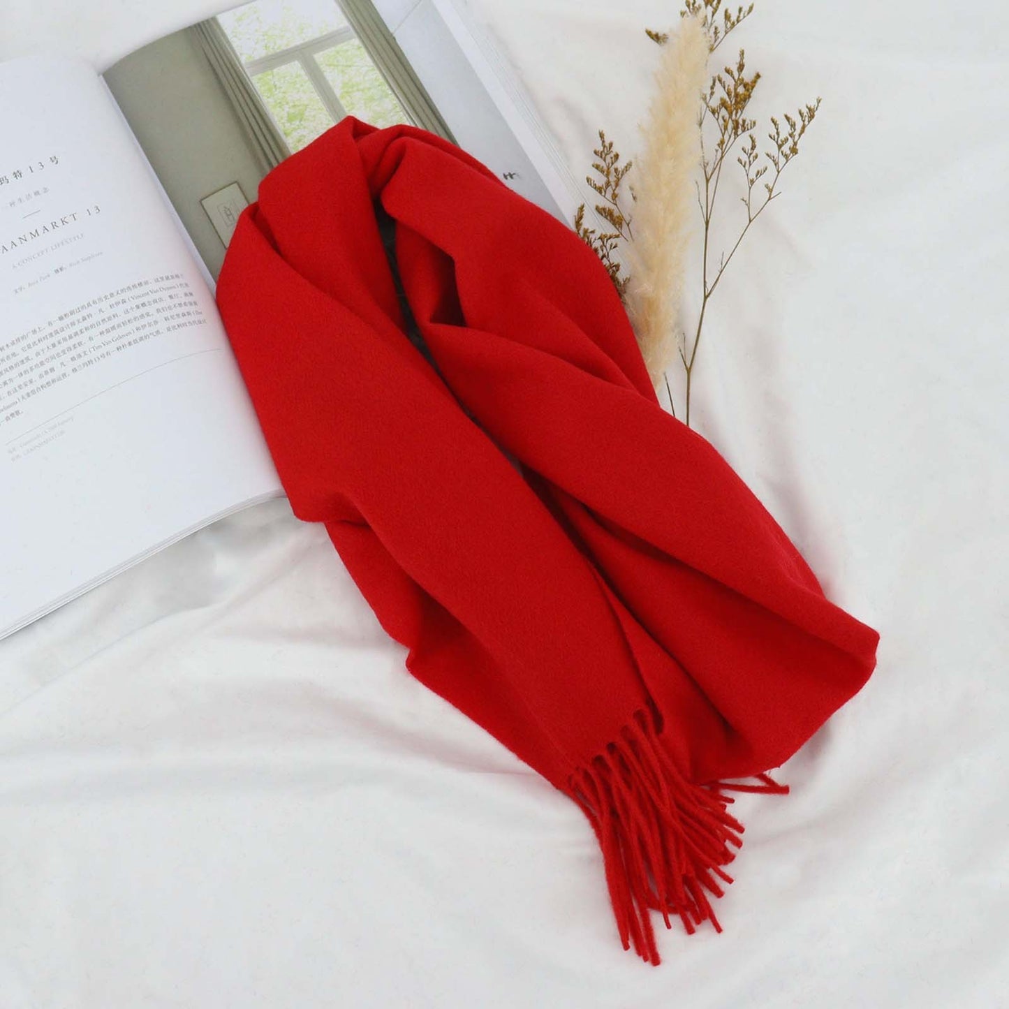 Solid Color High-grade Versatile Winter Thickened Wool Scarf For Women