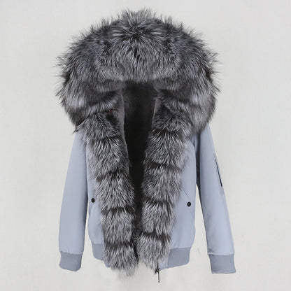 New Parka Thick Raccoon Fur Liner Detachable Jacket