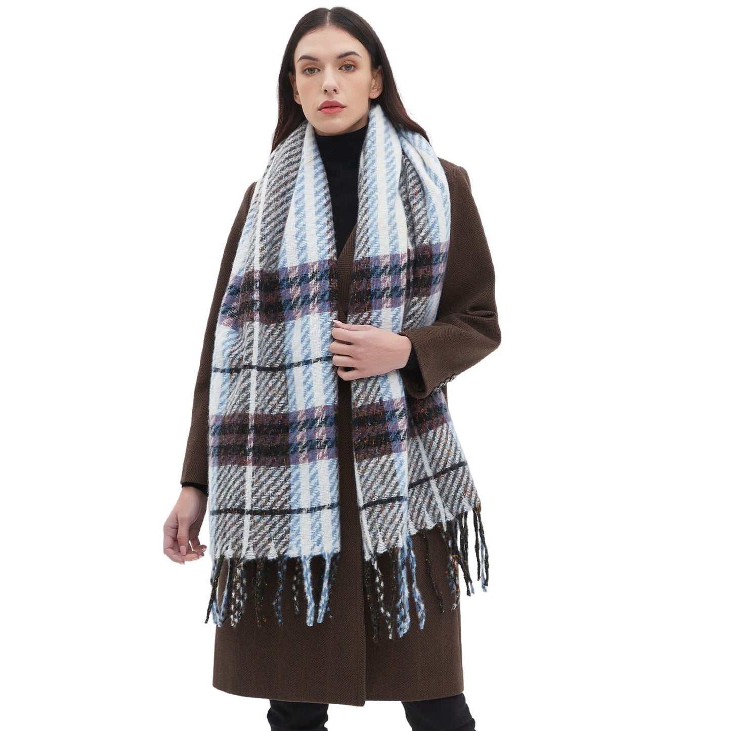 Men's And Women's Plaid Scarf Tassel Shawl