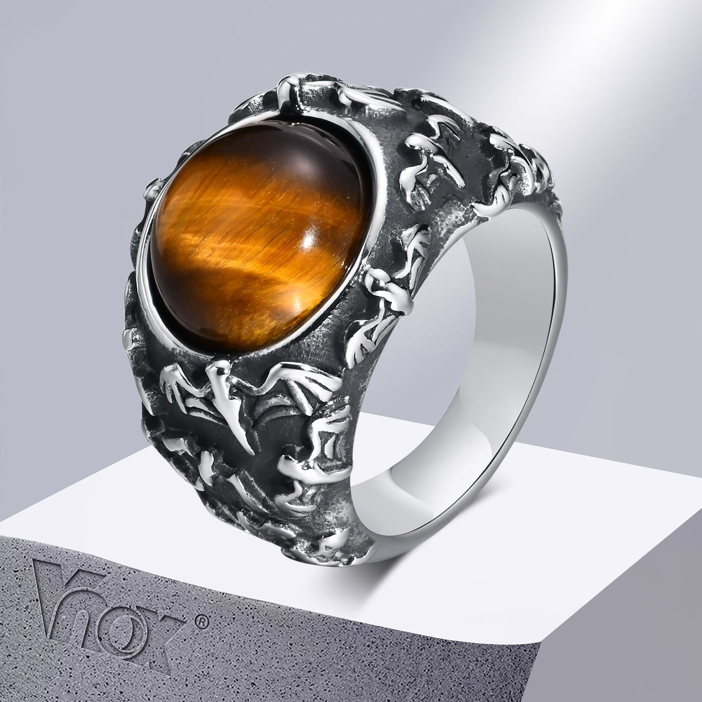 Anillo de acero y titanio de moda para hombre