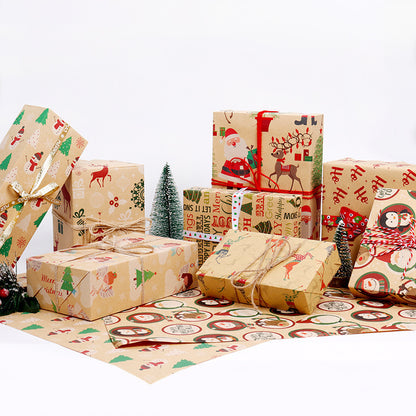 Kraft Paper Creative Gift Box Decorative Paper Santa Claus Snowman Snowflake Wrapping Paper