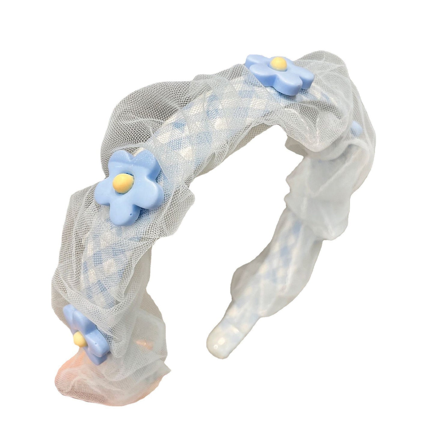 Mesh Pearl Small Flower Blue Color Face Wash Hair Bands Female