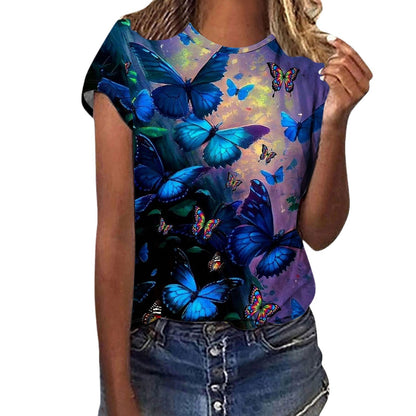 Camisa de manga corta con estampado digital de mariposas