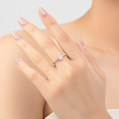 Anillo de compromiso de boda con forma de corazón en plata de ley S925