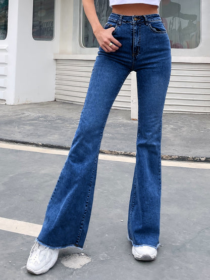 Wide Leg Elastic Stitching Denim Durable And Comfortable