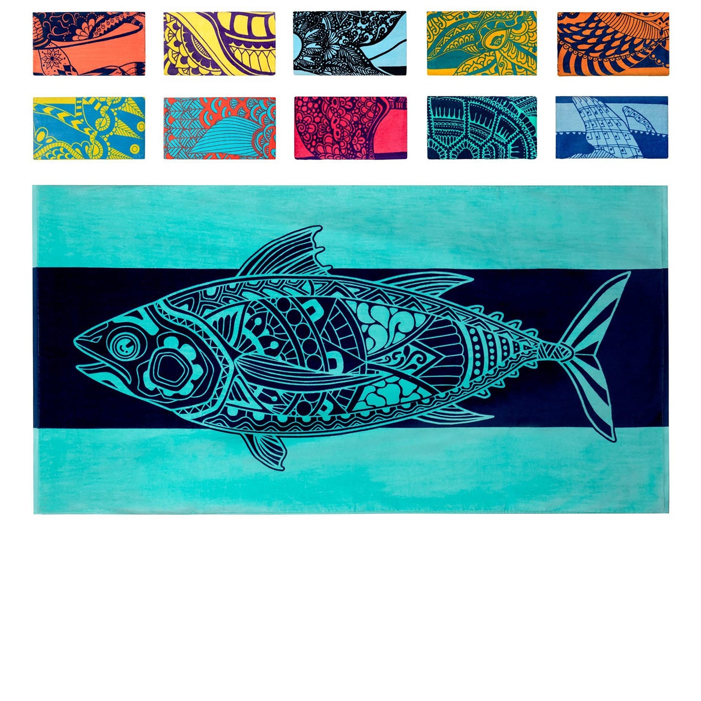 Turtle Pattern Cross-border Hot Sale Marine Life Dolphin Conch Blue Tropical Fish Beach Towel