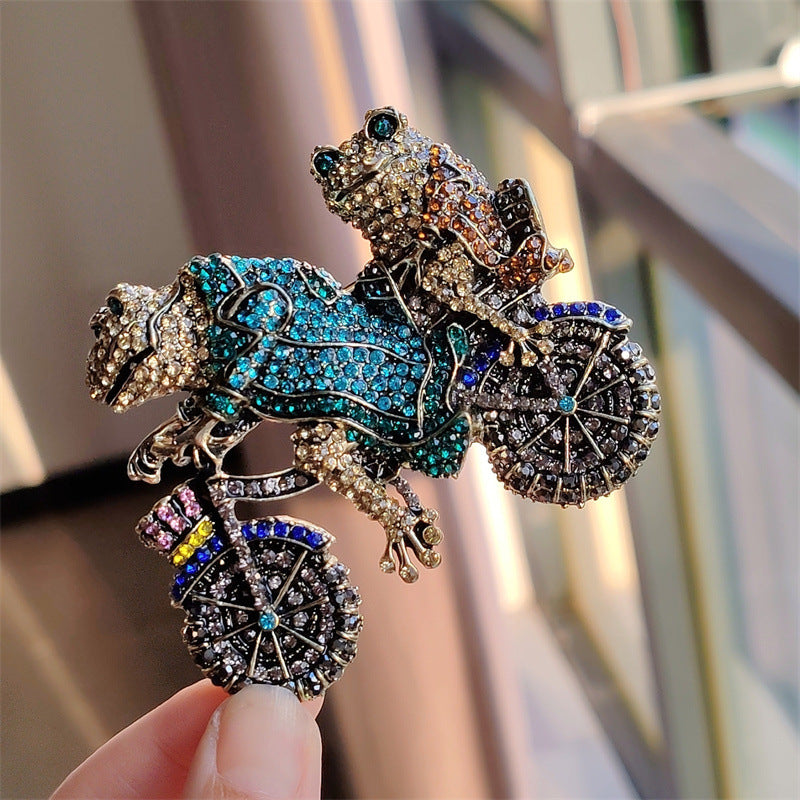 Medieval Ornament Vintage Frog Bicycle Brooch