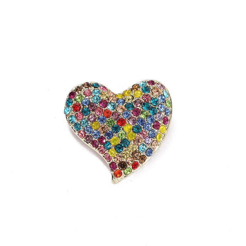 Women's Heart-shaped Diamond Brooch Vintage Rhinestone Pin