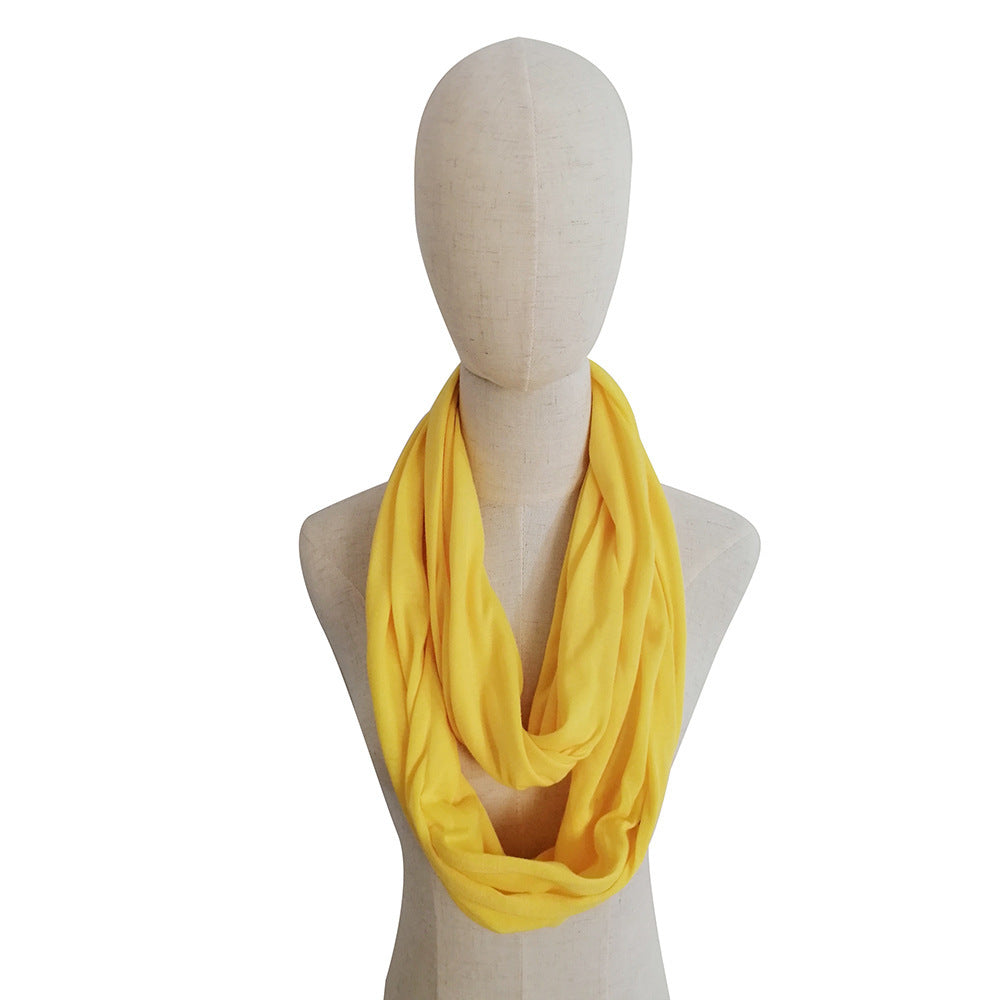 Creative Scarf Women's Solid Color Jersey Storage Zipper Pocket Scarf