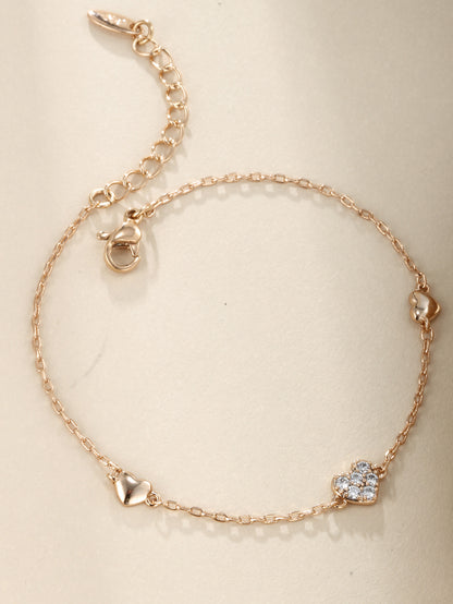 Pulsera de oro de 18 quilates con forma de corazón y diamantes para mujer