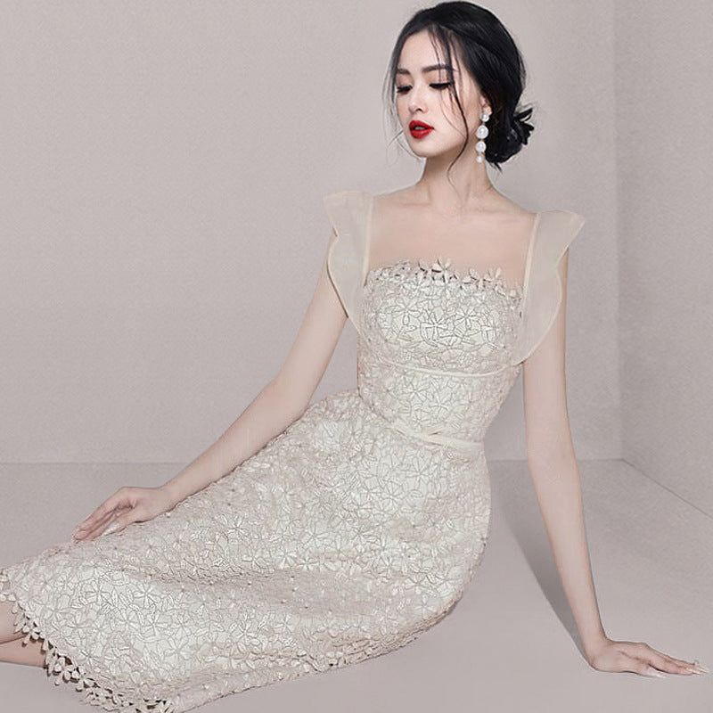 Small Group Temperament Patchwork Lace High Waisted Dress