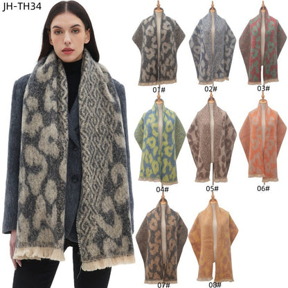 European And American Short Beard Large Leopard-print Scarf Shawl