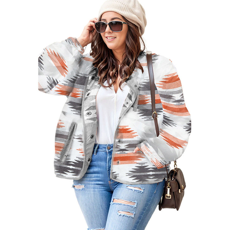 Women's Casual Loose Geometric Printed Jacket