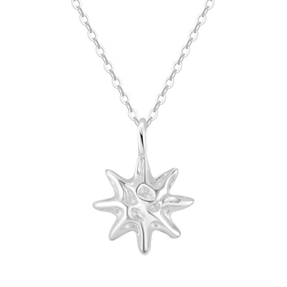 S925 Sterling Silver Hammered Star Pendant Necklace 14K Gold Plated Chain