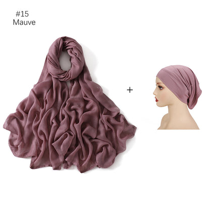 Large Size Scarf Bottoming Hood Same Color Wide Edge Smoke Pipe Cap Combination Set