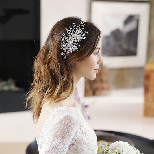 Diadema tejida a mano con diamantes de imitación para vestido de novia