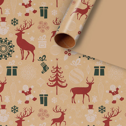 Kraft Paper Creative Gift Box Decorative Paper Santa Claus Snowman Snowflake Wrapping Paper