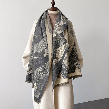 Butterfly Artificial Cashmere Scarf Dual-use Double-sided Air-conditioned Room Shawl