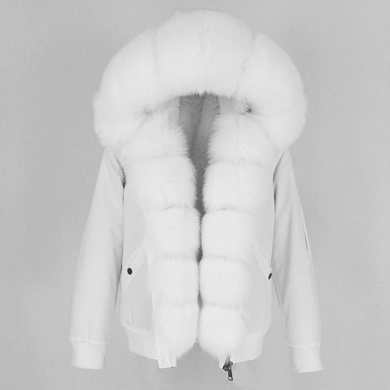 New Parka Thick Raccoon Fur Liner Detachable Jacket