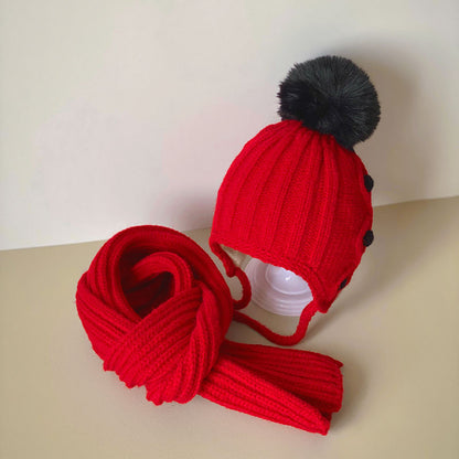 Conjunto de dos piezas de gorro y bufanda para niños, traje de bebé coreano