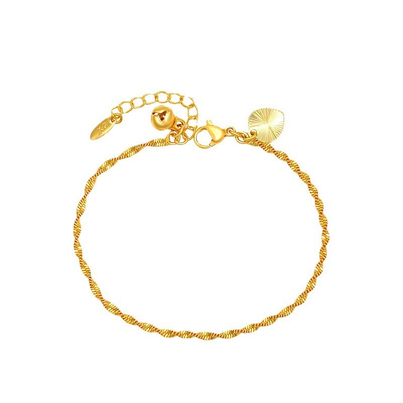 Simple Personality Pairs Water Wave Chain Bell Bracelet