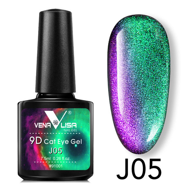 Esmalte en gel Venalisa 9D Cat Eye Magic Chameleon, esmalte en gel para manicura Galaxy Starry Magnetic Multicolor, 5 ml