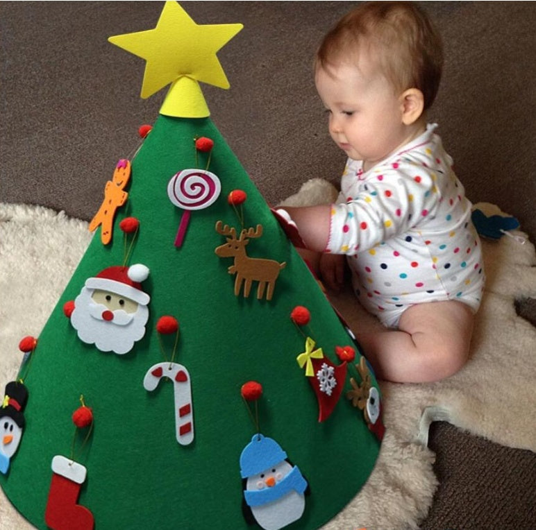 Árbol de Navidad de fieltro Colgante de árbol de Navidad tridimensional Rompecabezas para niños Hecho a mano DIY