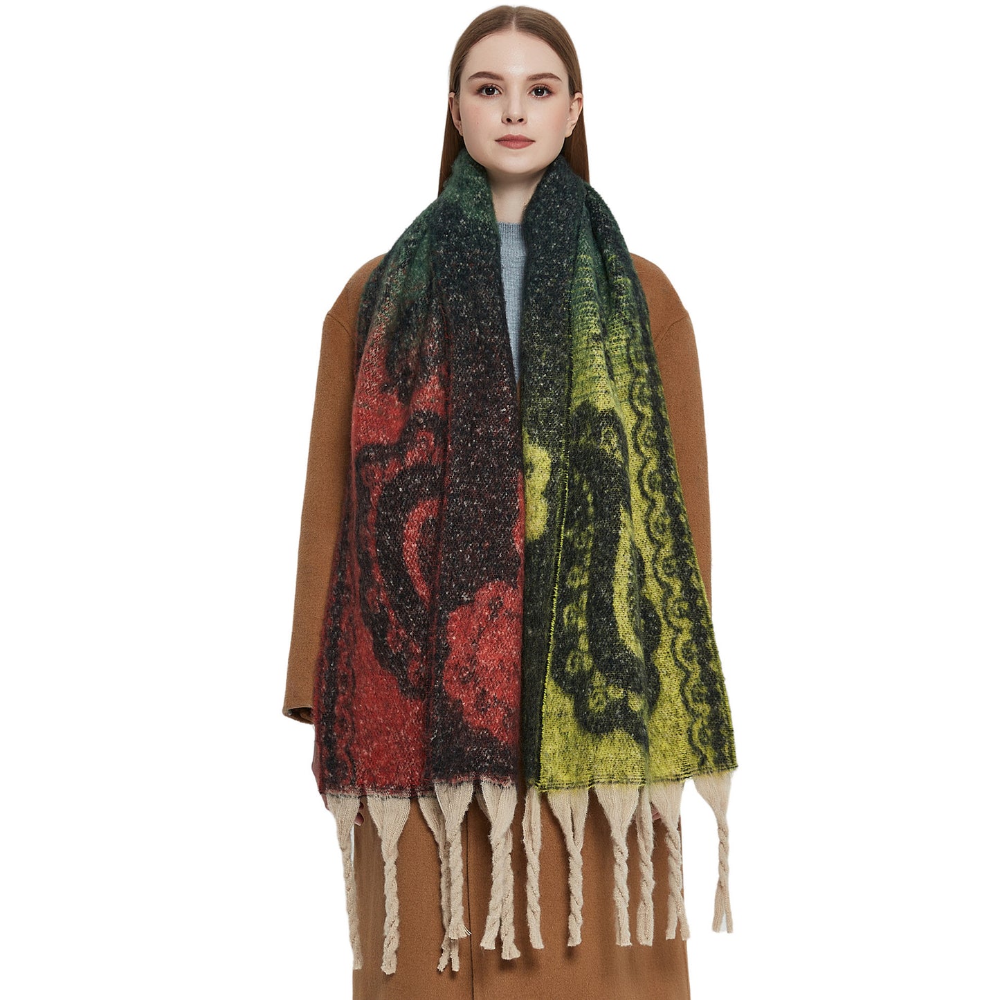 New Thick Tassel Paisley Jacquard Scarf