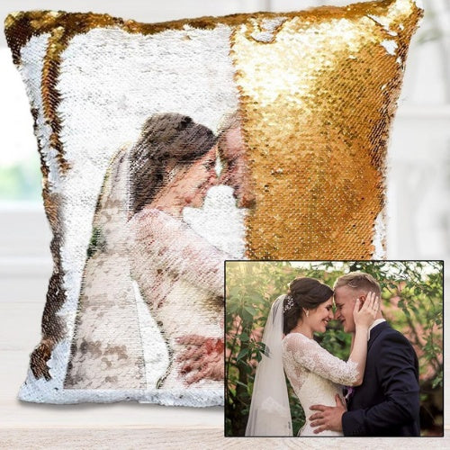 Sequins Throw Pillowcase with Custom Photo