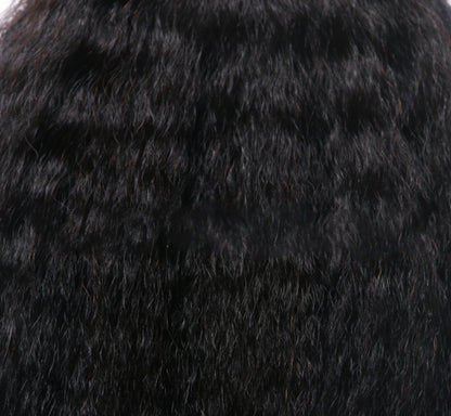 Peluca de cortina de cabello brasileño de almacén en el extranjero Cabello brasileño rizado Yaki liso