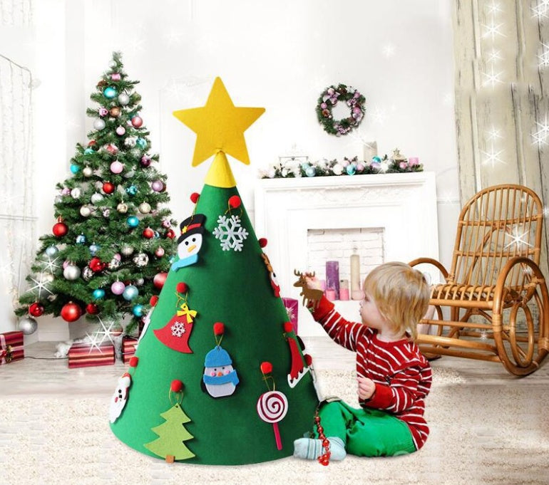 Árbol de Navidad de fieltro Colgante de árbol de Navidad tridimensional Rompecabezas para niños Hecho a mano DIY