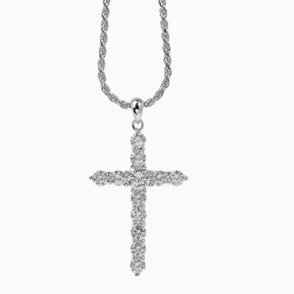 Collar con cruz de plata de ley S925 para hombre y mujer