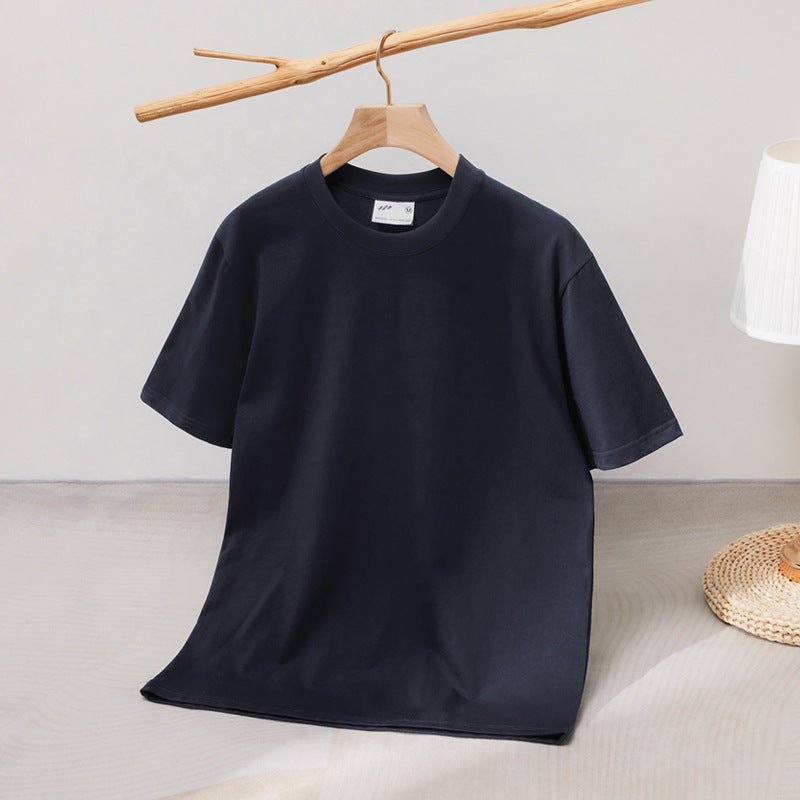 240 Cotton Short Sleeve Double Yarn Heavy T Men And Women Loose Round Neck