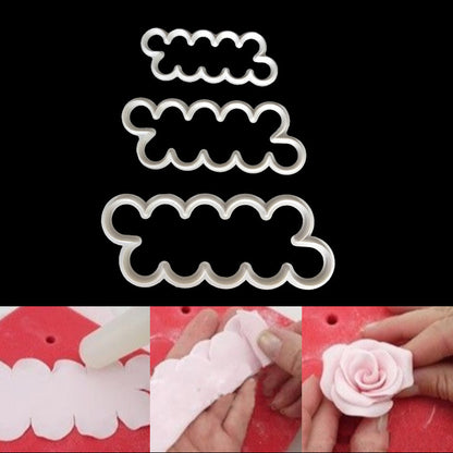 Juego de 3 moldes para tartas con forma de rosa