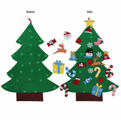 Árbol de Navidad de fieltro para bricolaje, regalo de Año Nuevo para niños pequeños, juguetes hechos a mano, adornos para colgar en la pared de la puerta, juego de decoración para fiestas navideñas y hogar