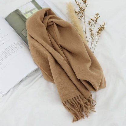 Solid Color High-grade Versatile Winter Thickened Wool Scarf For Women