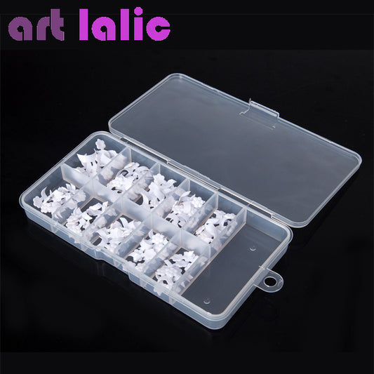 Artlalic 100 Pcs 10 Sizes False Pre Design White French UV Gel Acrylic Nail Art Tips Makeup Tools