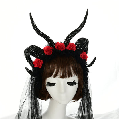 Simulation Horn Lace Dark Witch Horn Witch Cos Horn Headband