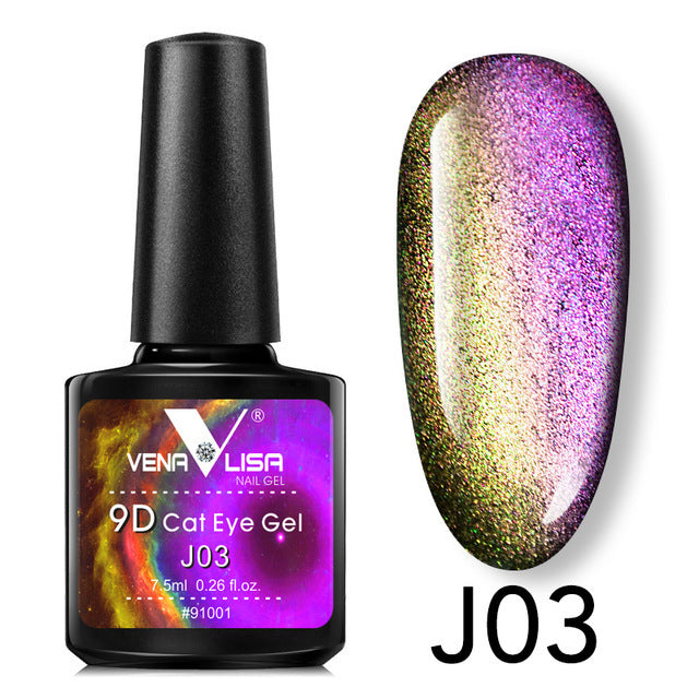 Esmalte en gel Venalisa 9D Cat Eye Magic Chameleon, esmalte en gel para manicura Galaxy Starry Magnetic Multicolor, 5 ml