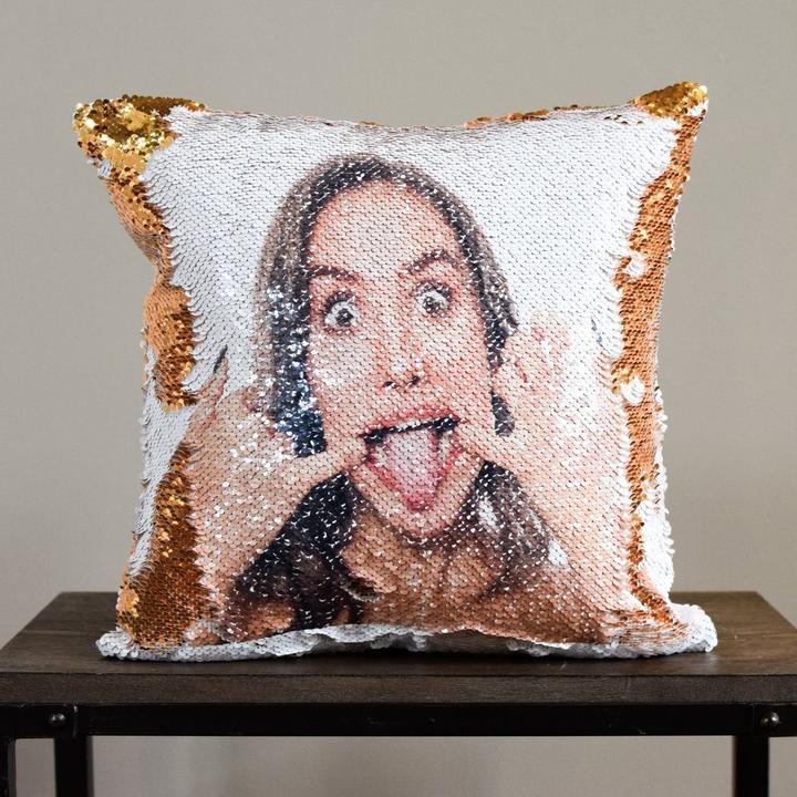 Sequins Throw Pillowcase with Custom Photo