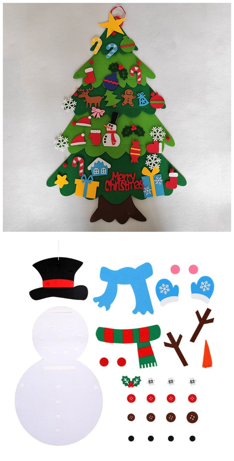 Árbol de Navidad de fieltro para bricolaje, regalo de Año Nuevo para niños pequeños, juguetes hechos a mano, adornos para colgar en la pared de la puerta, juego de decoración para fiestas navideñas y hogar