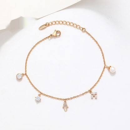 Copper Inlaid Zircon Tassel Bracelet High Sense Special Interest Light Luxury